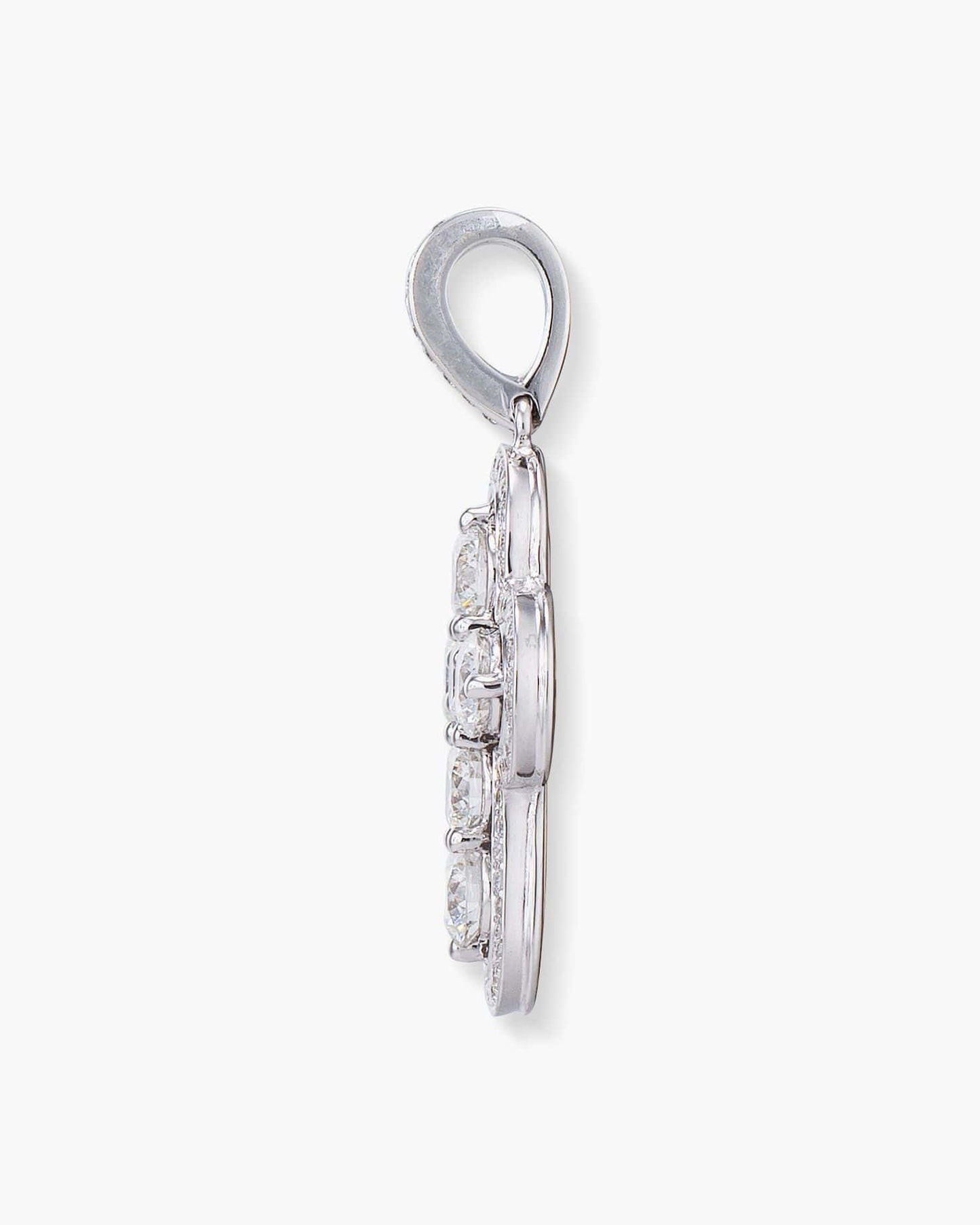 Round Diamond Cross Pendant Necklace, 1.28 carats