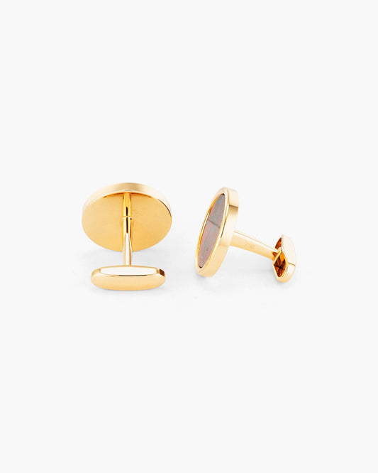 Circular Framed Moss Agate Cufflinks