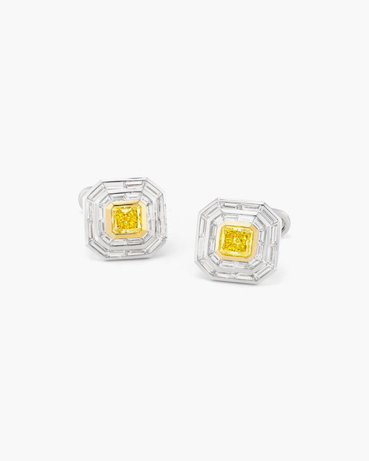 Yellow and White Diamond Cufflinks