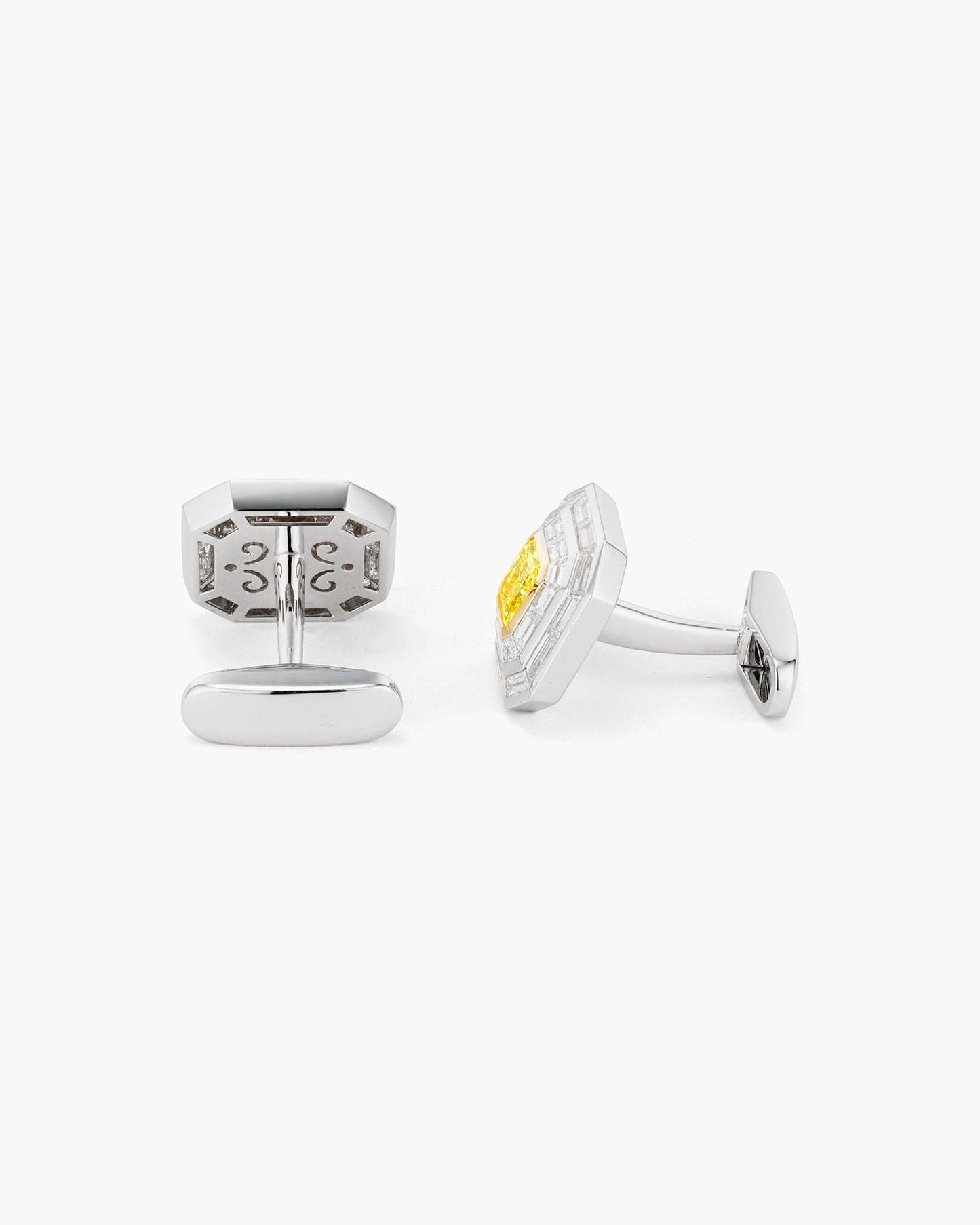 Yellow and White Diamond Cufflinks