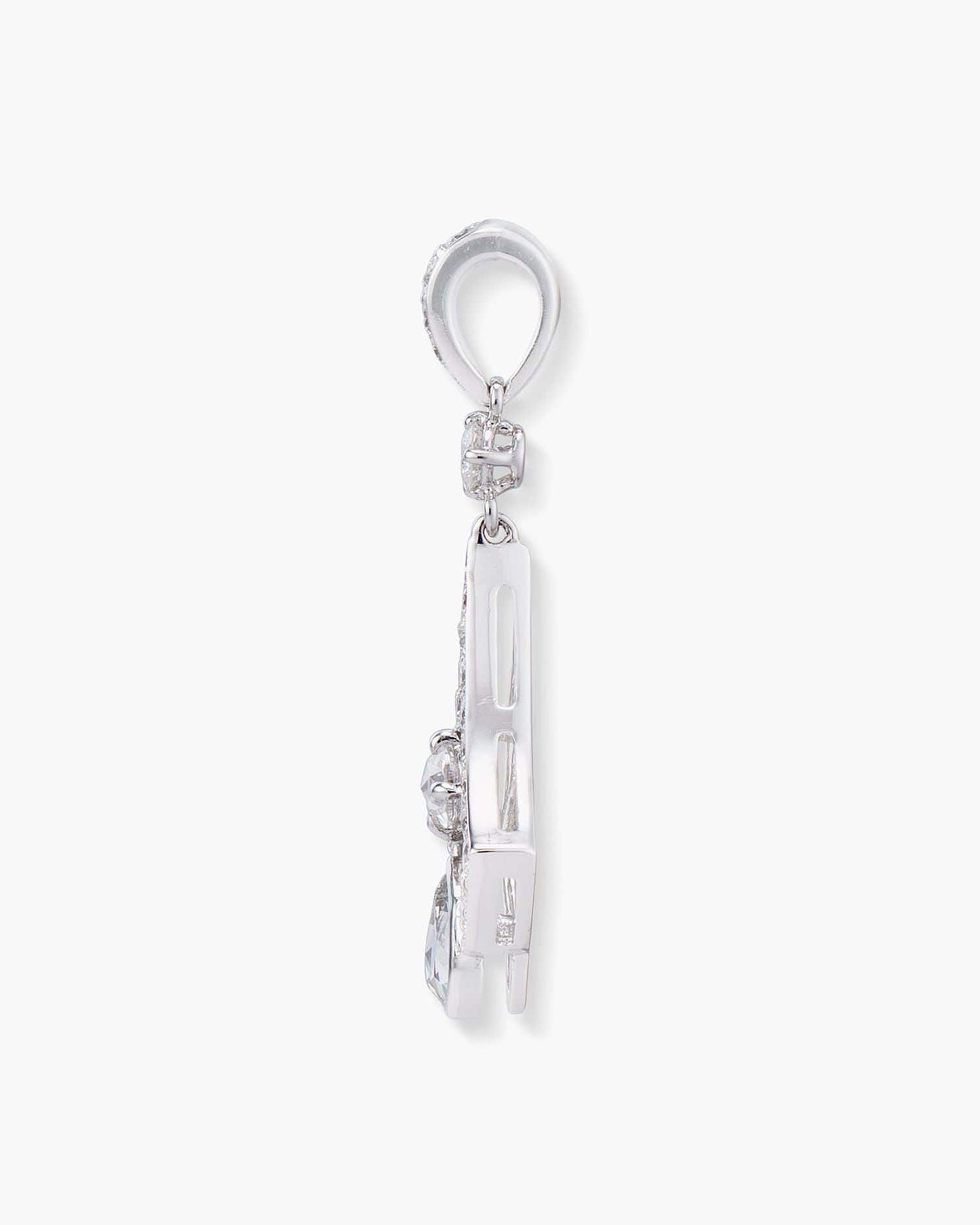 Pear Shape and Round Rose Cut Diamond Pendant Necklace, 0.80 carats