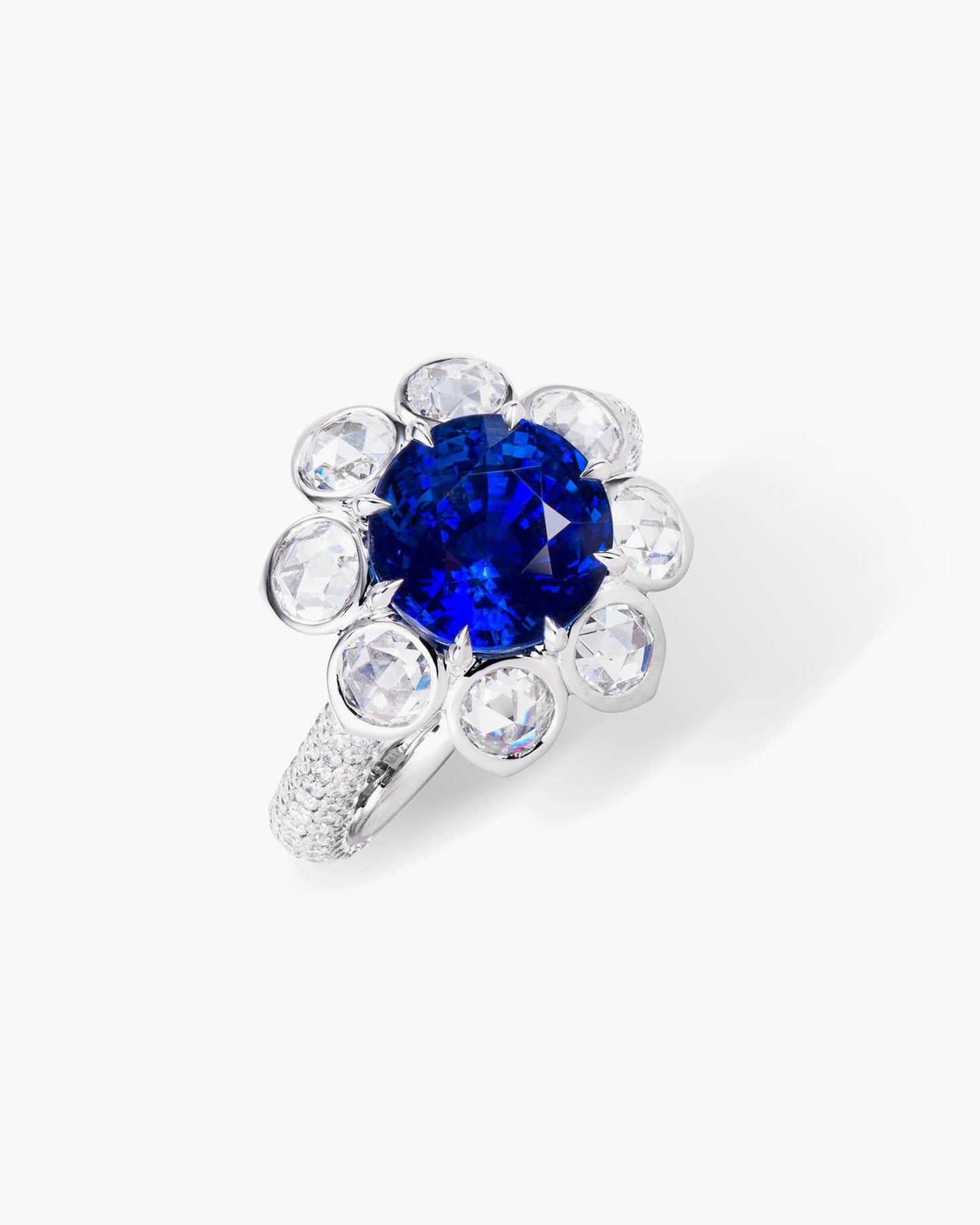 4.00 carat Round Cut Ceylon Sapphire and Diamond Ring