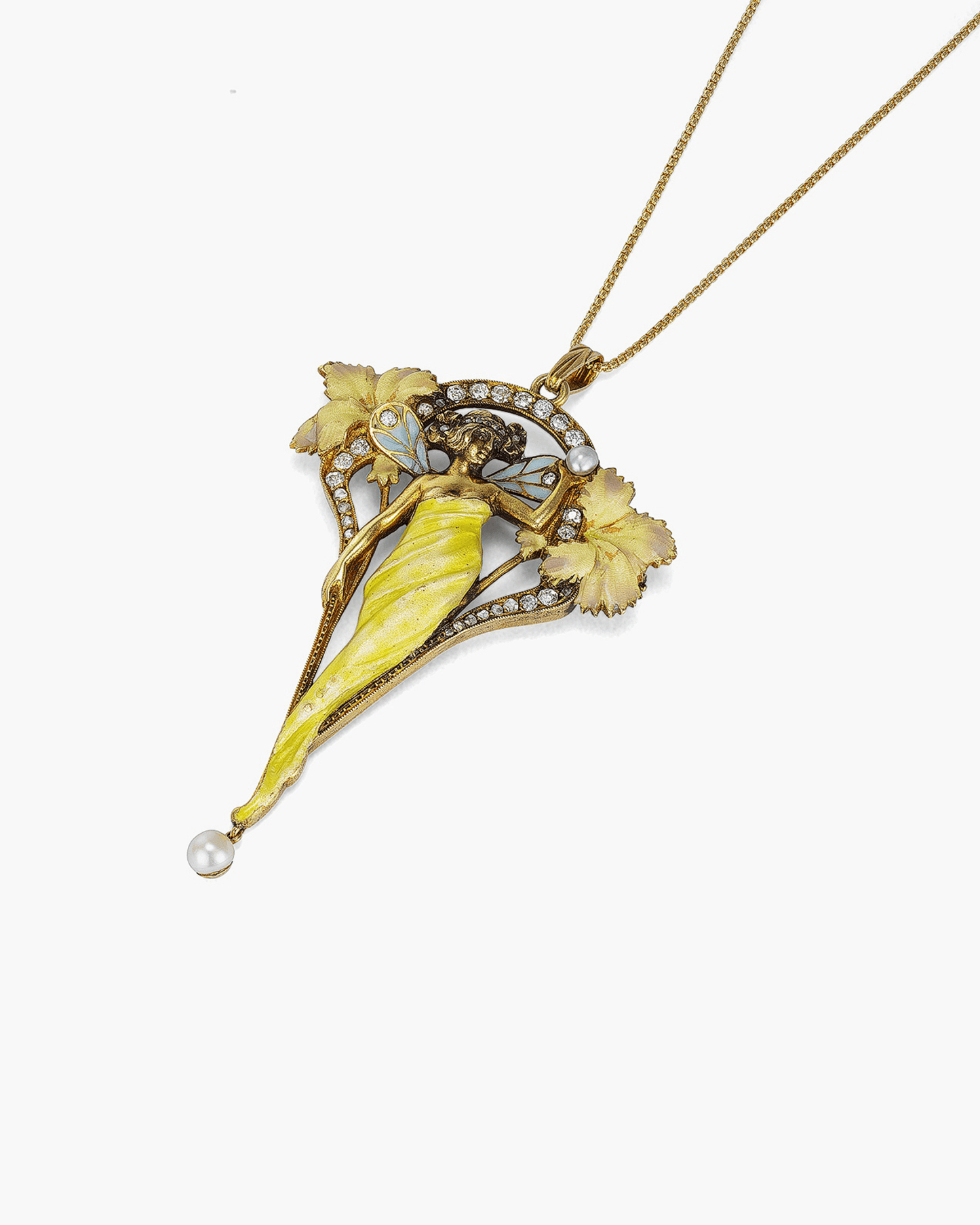 Art Nouveau Plique-à-jour Diamond Pendant by Masriera y Carreras