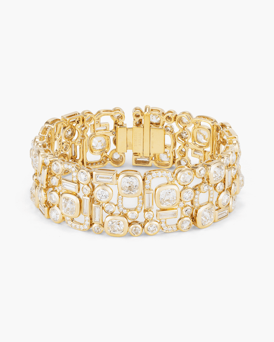 Antique Cushion Cut Diamond Arch Bracelet