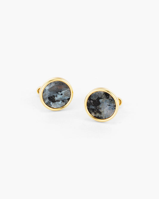 Circular Framed Granite Cufflinks