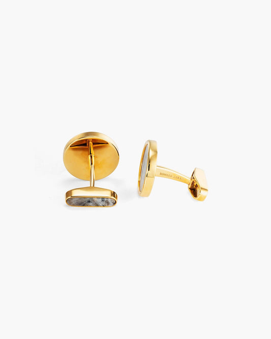 Circular Framed Granite Cufflinks