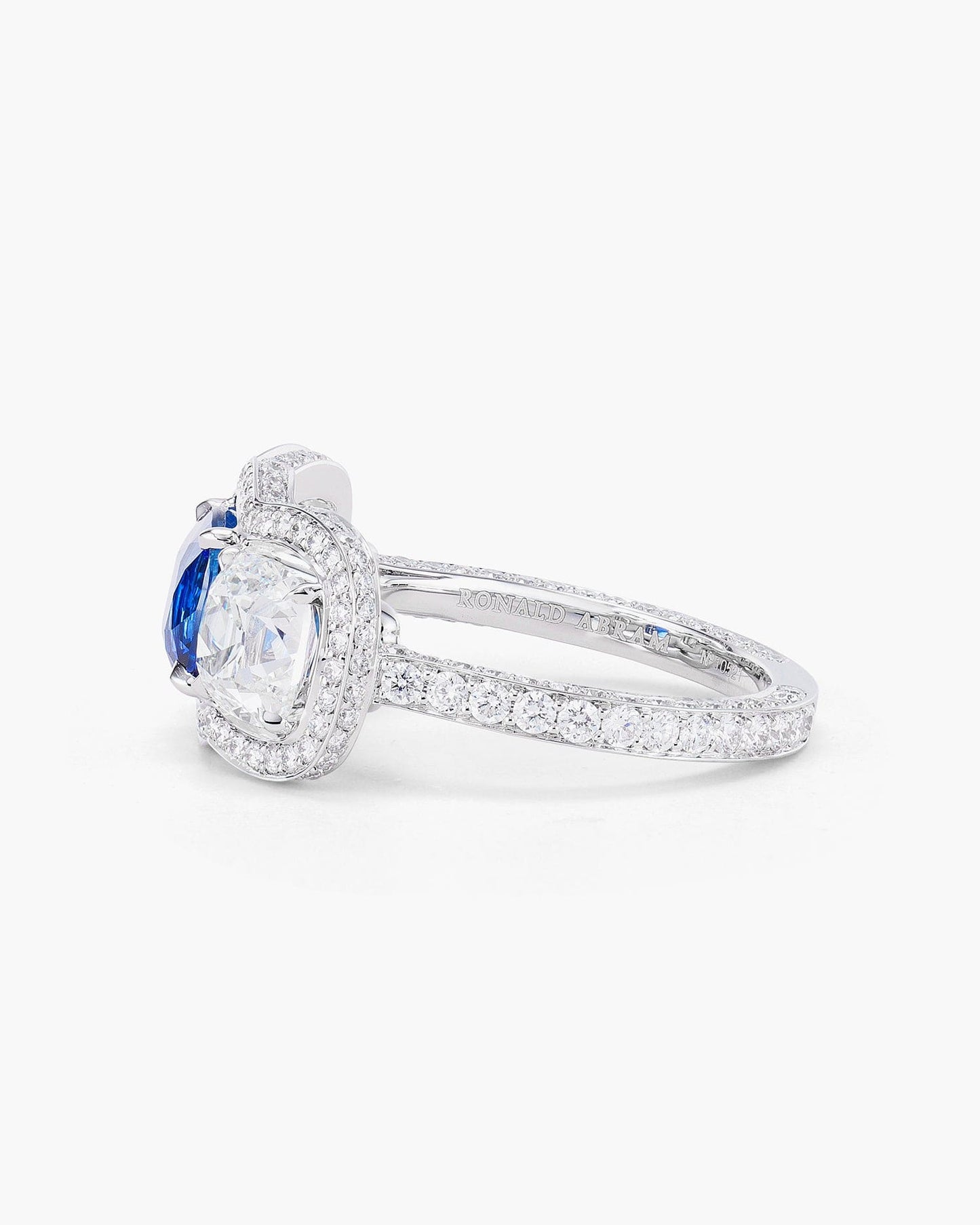 1.82 carat Cushion Cut Ceylon Sapphire and Diamond Ring