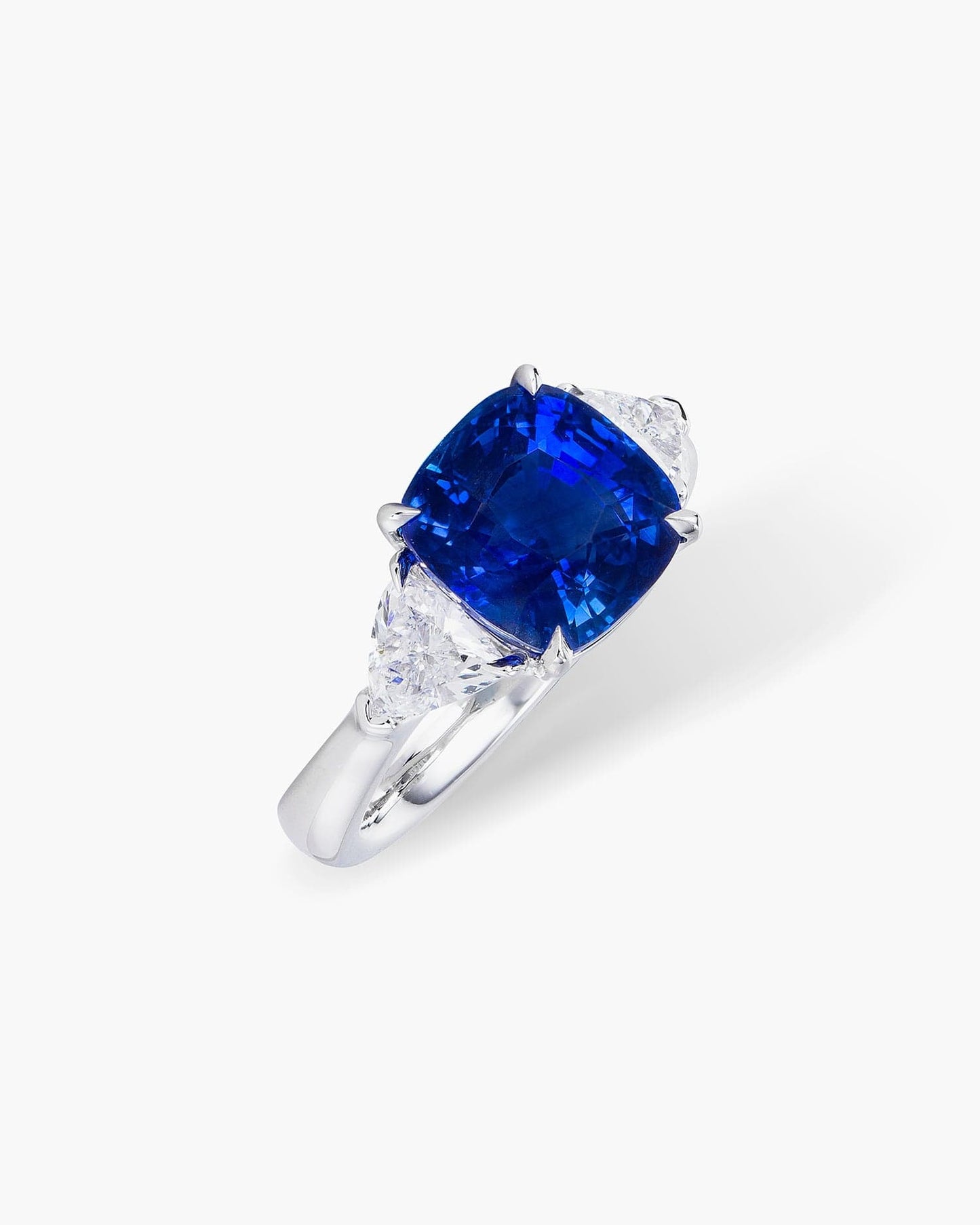 4.54 carat Cushion Cut Ceylon Sapphire and Diamond Ring