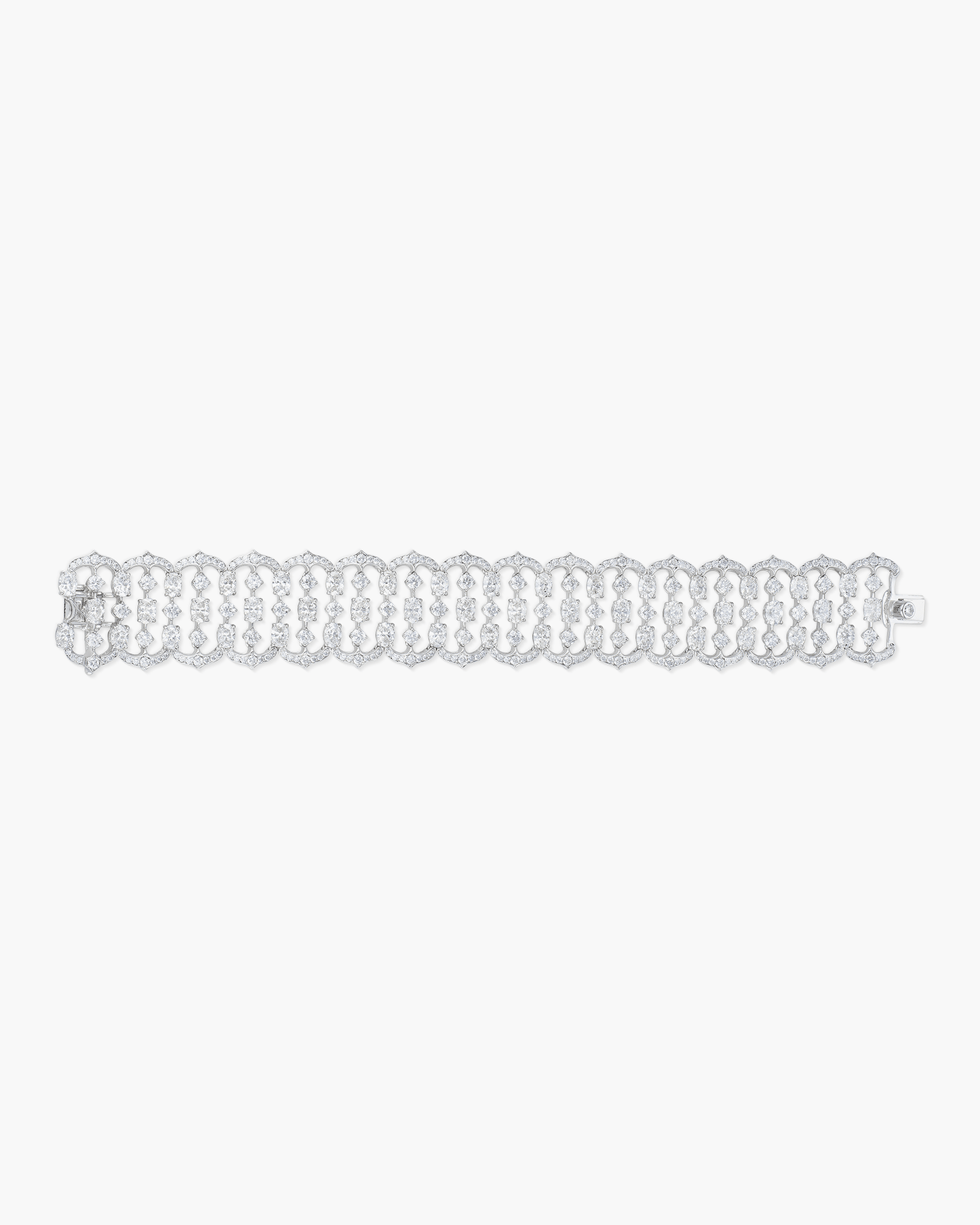 Oval Shape and Round Diamond Arch Bracelet