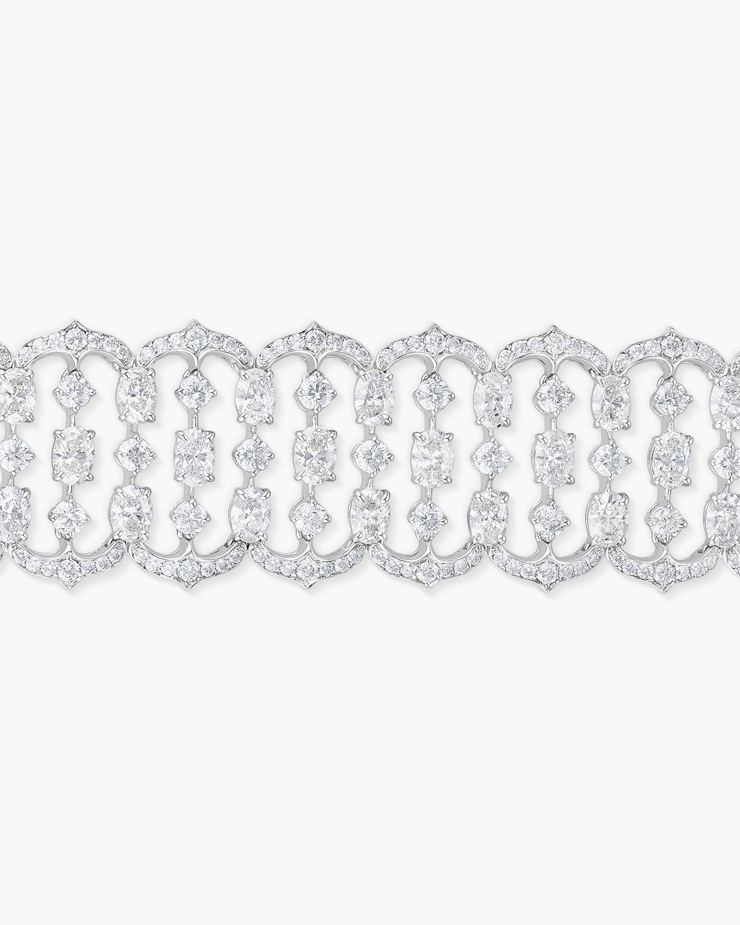 Oval Shape and Round Diamond Arch Bracelet
