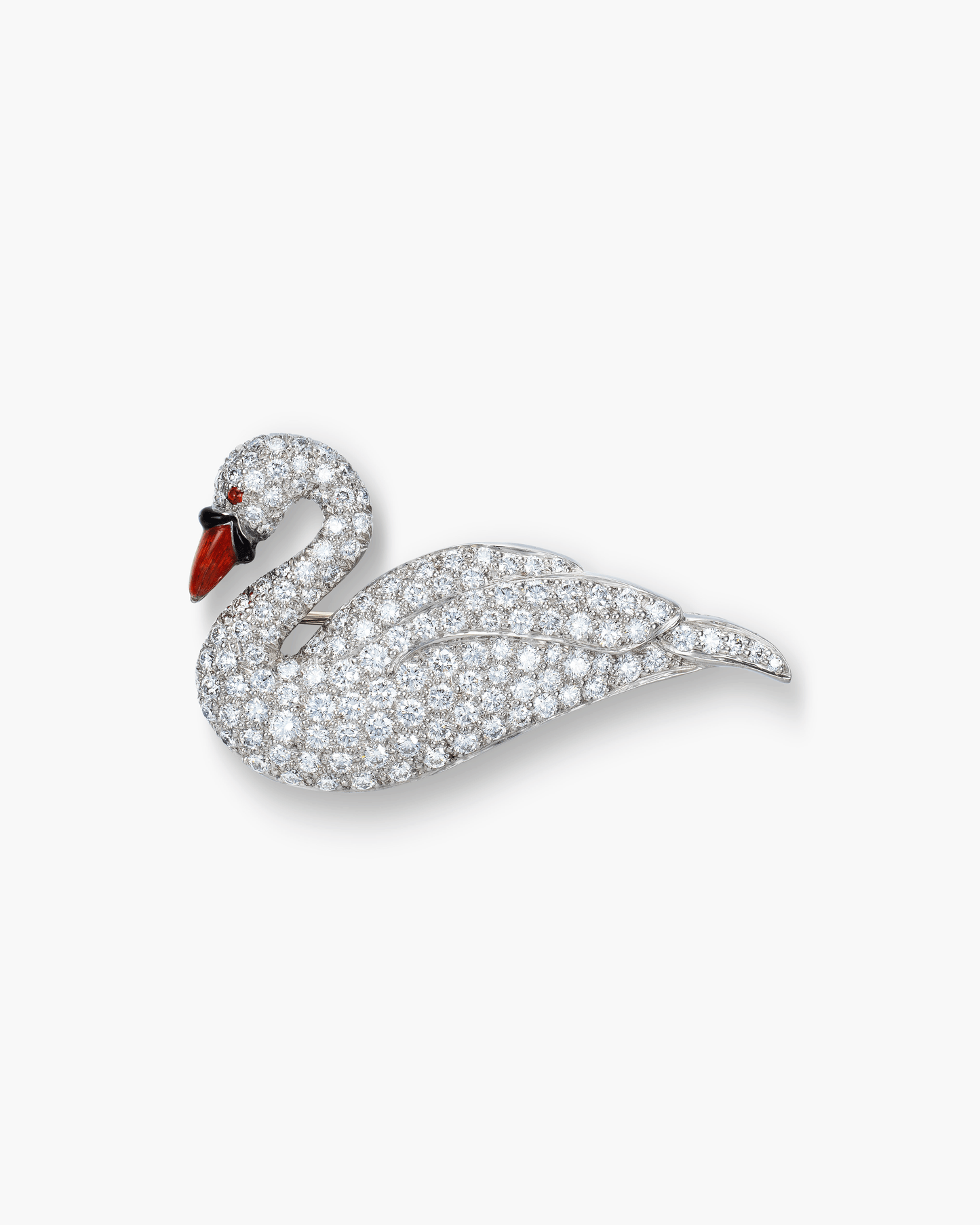 Estate Diamond Swan Brooch