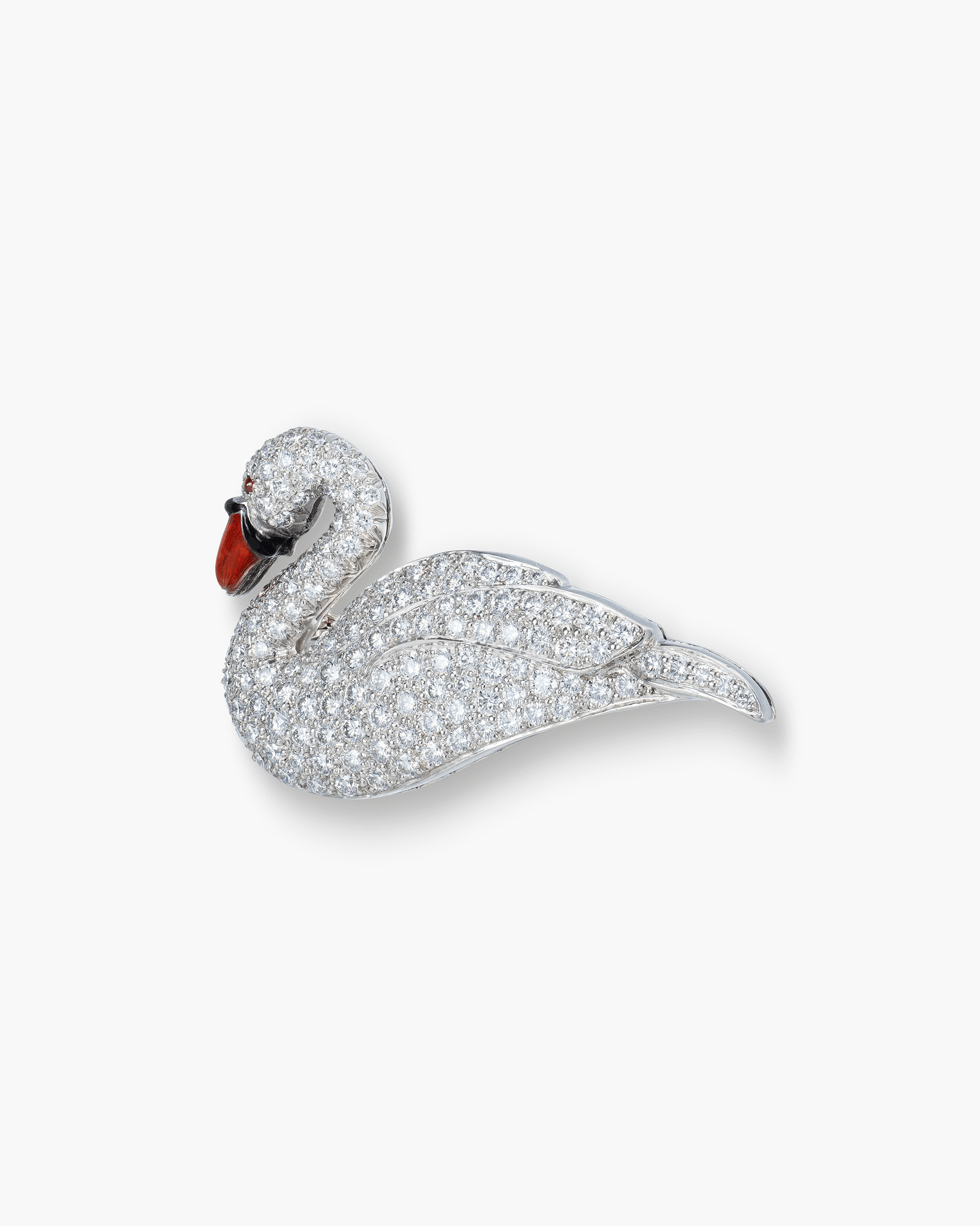 Estate Diamond Swan Brooch