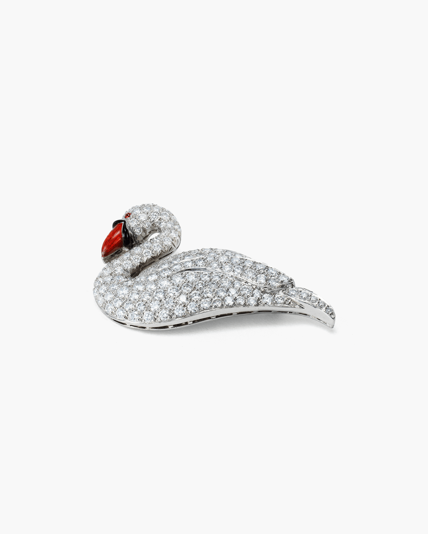 Estate Diamond Swan Brooch