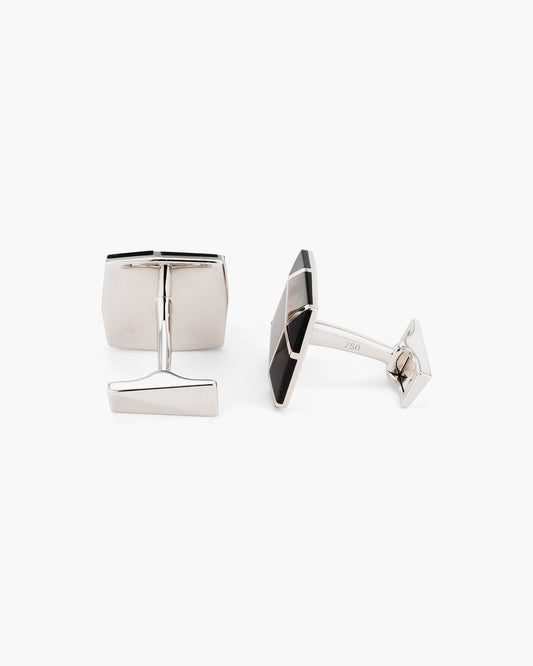 Black Mother of Pearl and Onyx Angular Checkerboard Cufflinks