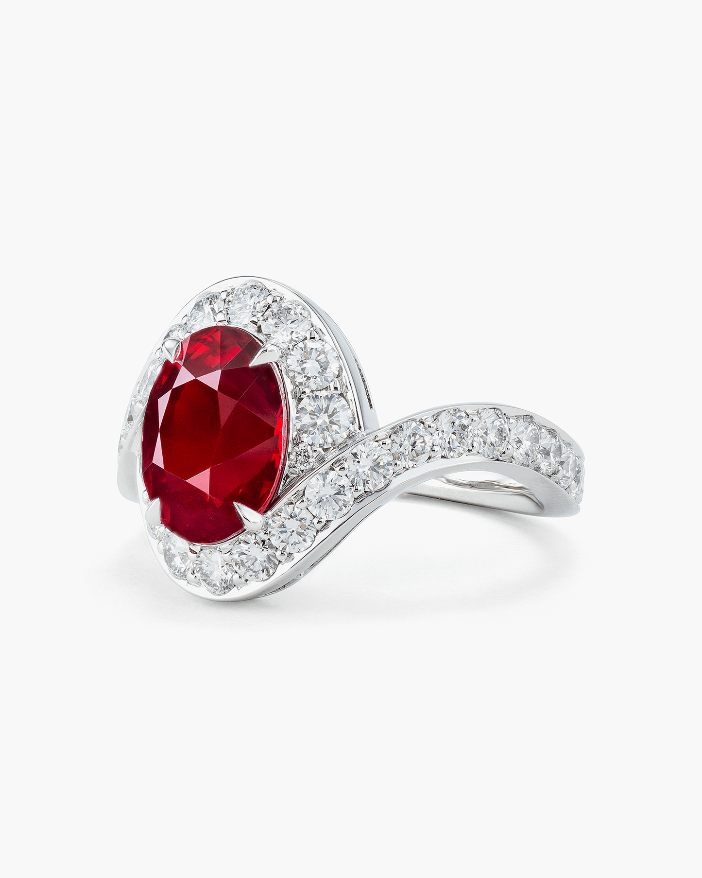 3.33 carat Oval Shape Mozambique Ruby and Diamond Ring