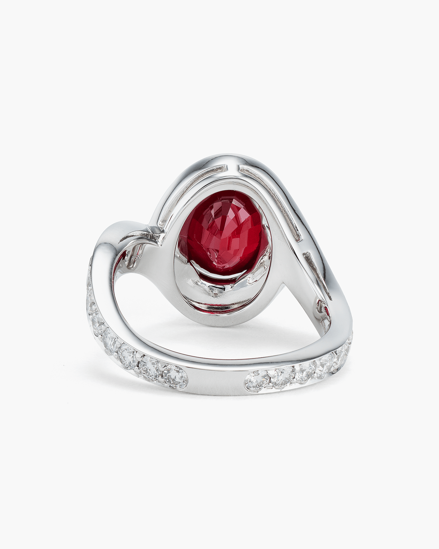 3.33 carat Oval Shape Mozambique Ruby and Diamond Ring