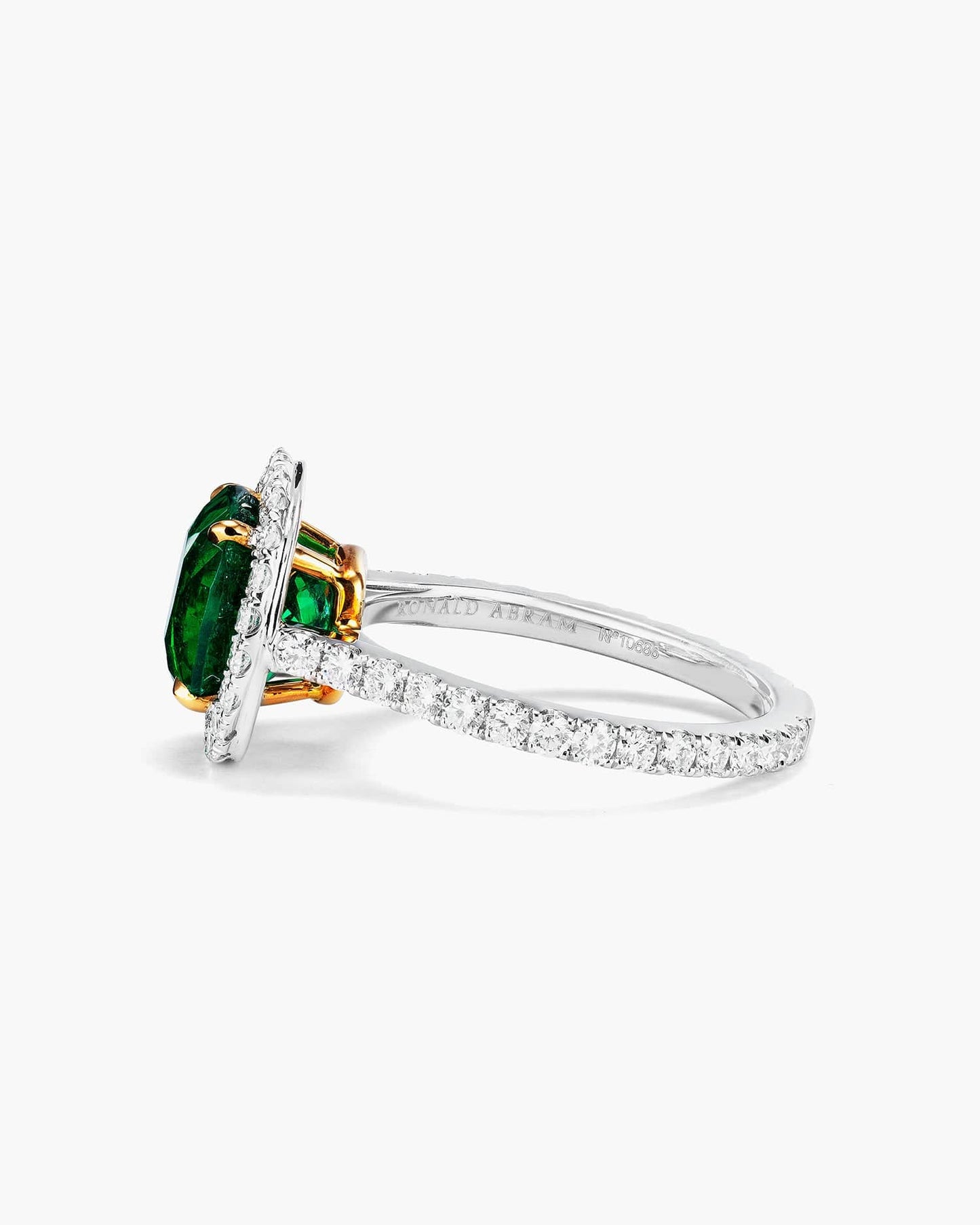 2.64 carat Cushion Cut Colombian Emerald and Diamond Ring