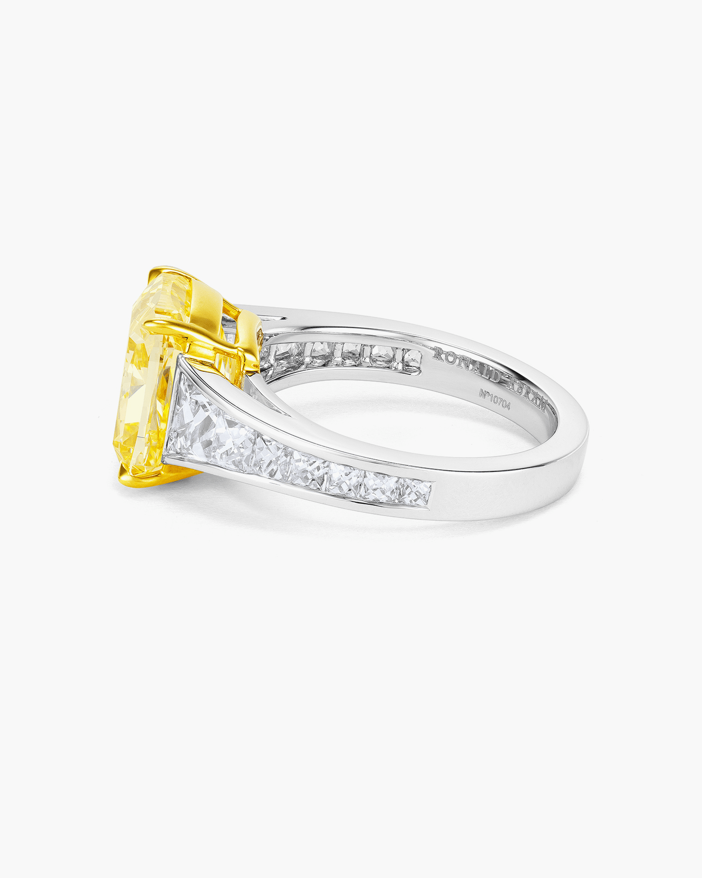 5.02 carat Cushion Cut Yellow and White Diamond Ring