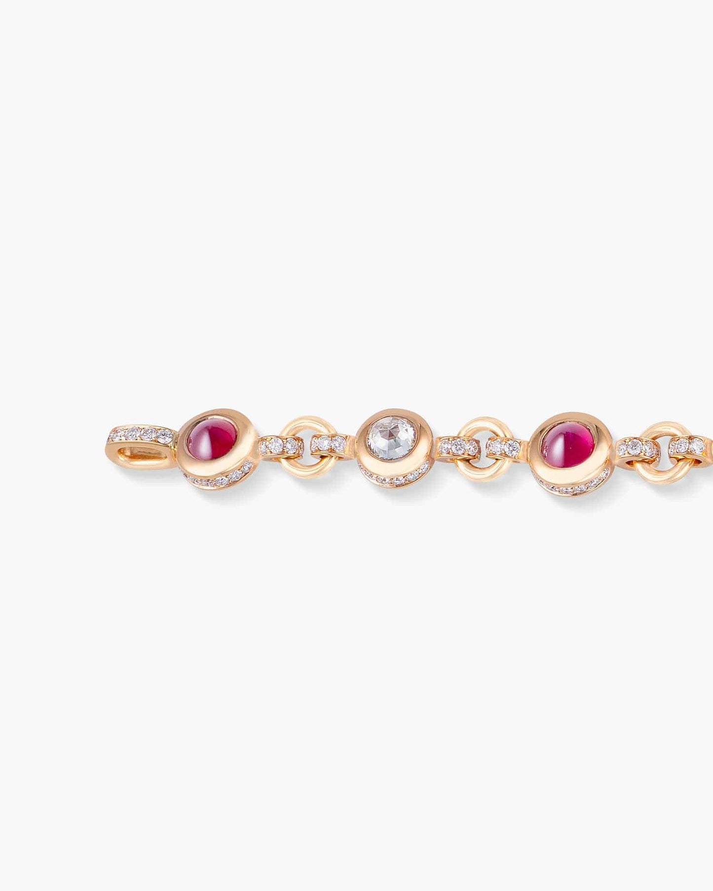 Burmese Ruby and Diamond Charm Bracelet with Heart Charm