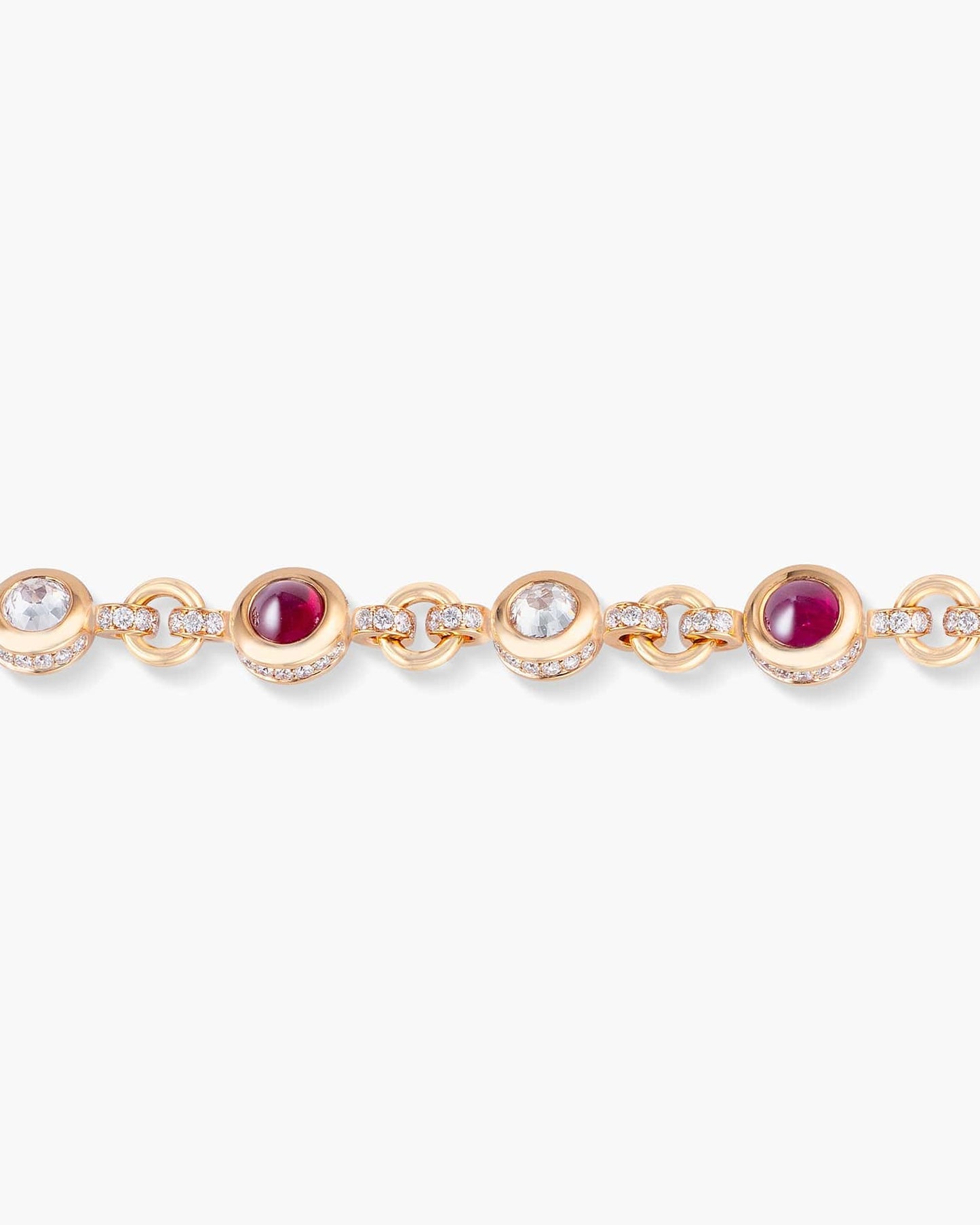 Burmese Ruby and Diamond Charm Bracelet with Heart Charm