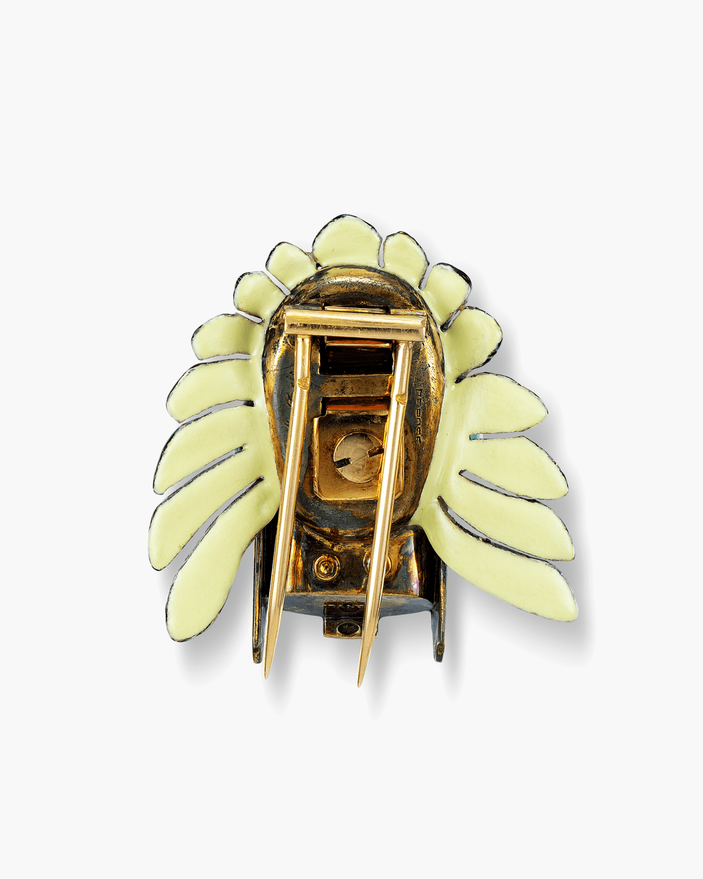 Art Deco Diamond, Turquoise and Lacquer Sioux Indian Head Brooch by Cartier