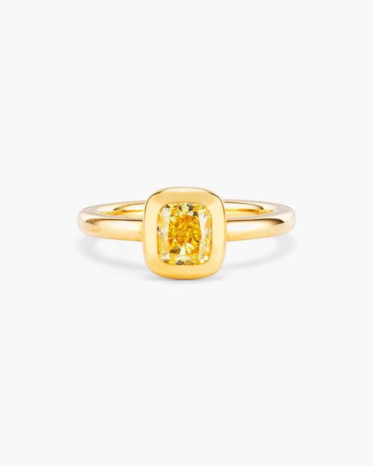 0.73 carat Cushion Cut Yellow Diamond Ring