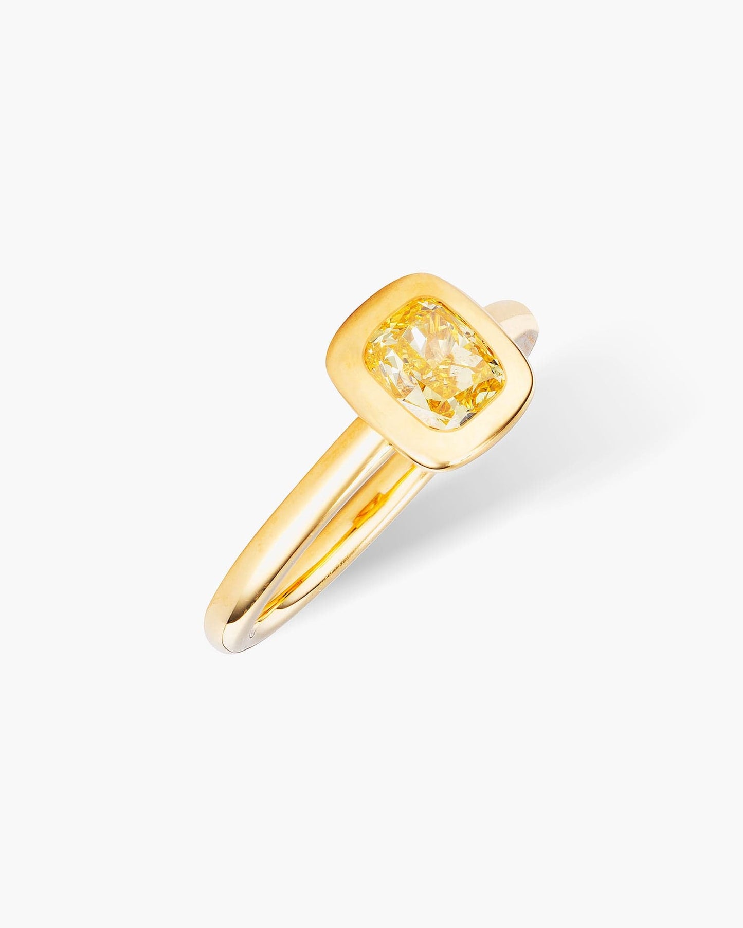 0.73 carat Cushion Cut Yellow Diamond Ring