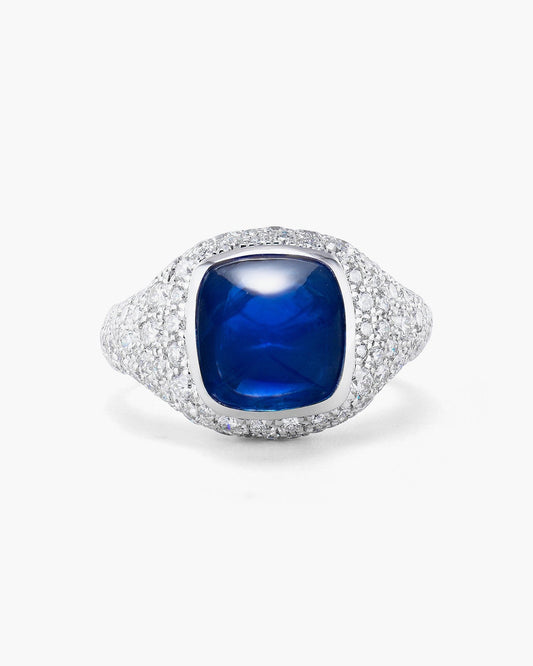 6.28 carat Cabochon Madagascar Sapphire and Diamond Ring