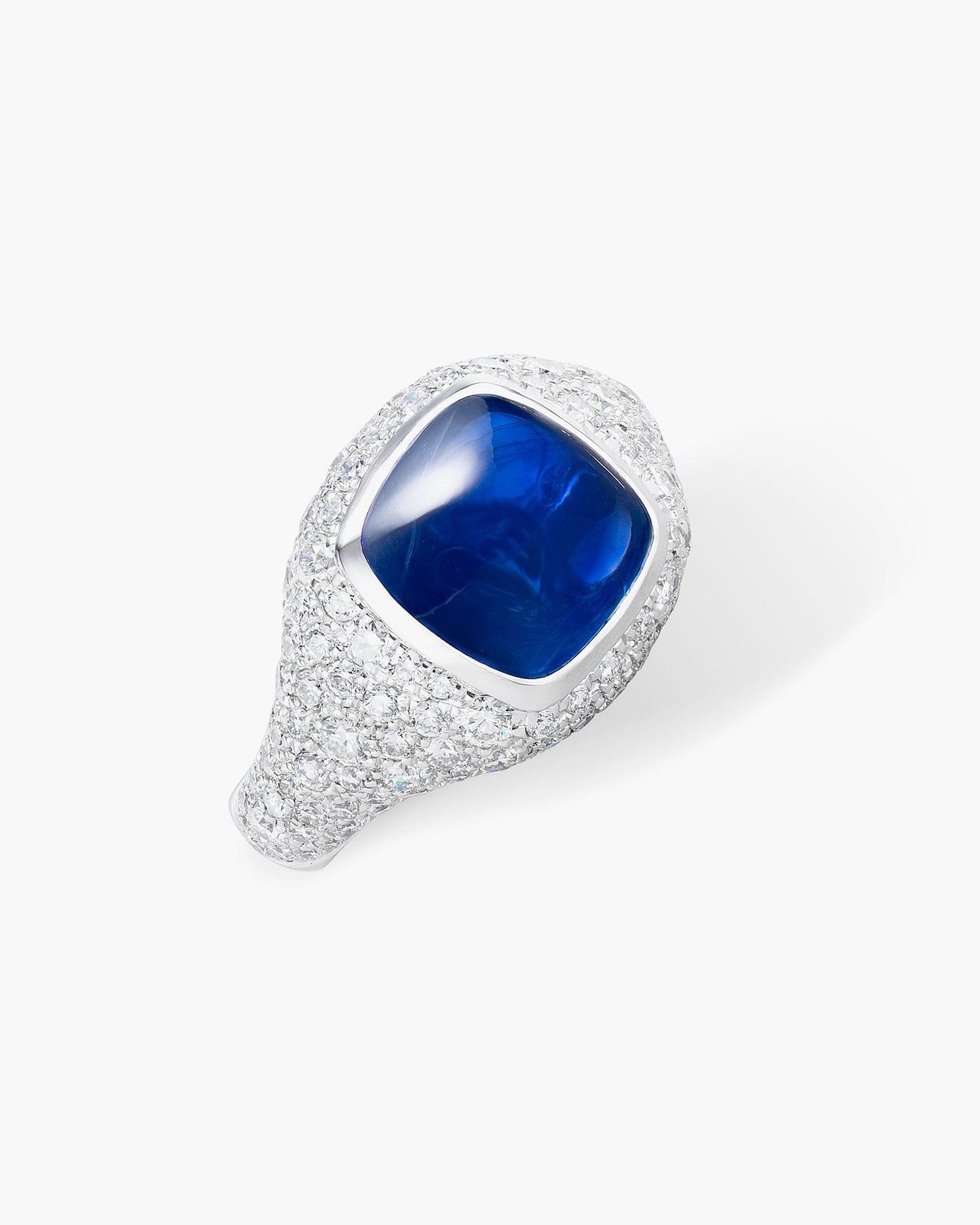 6.28 carat Cabochon Madagascar Sapphire and Diamond Ring
