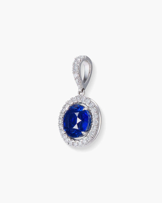 1.81 carat Round Cut Sapphire and Diamond Pendant Necklace