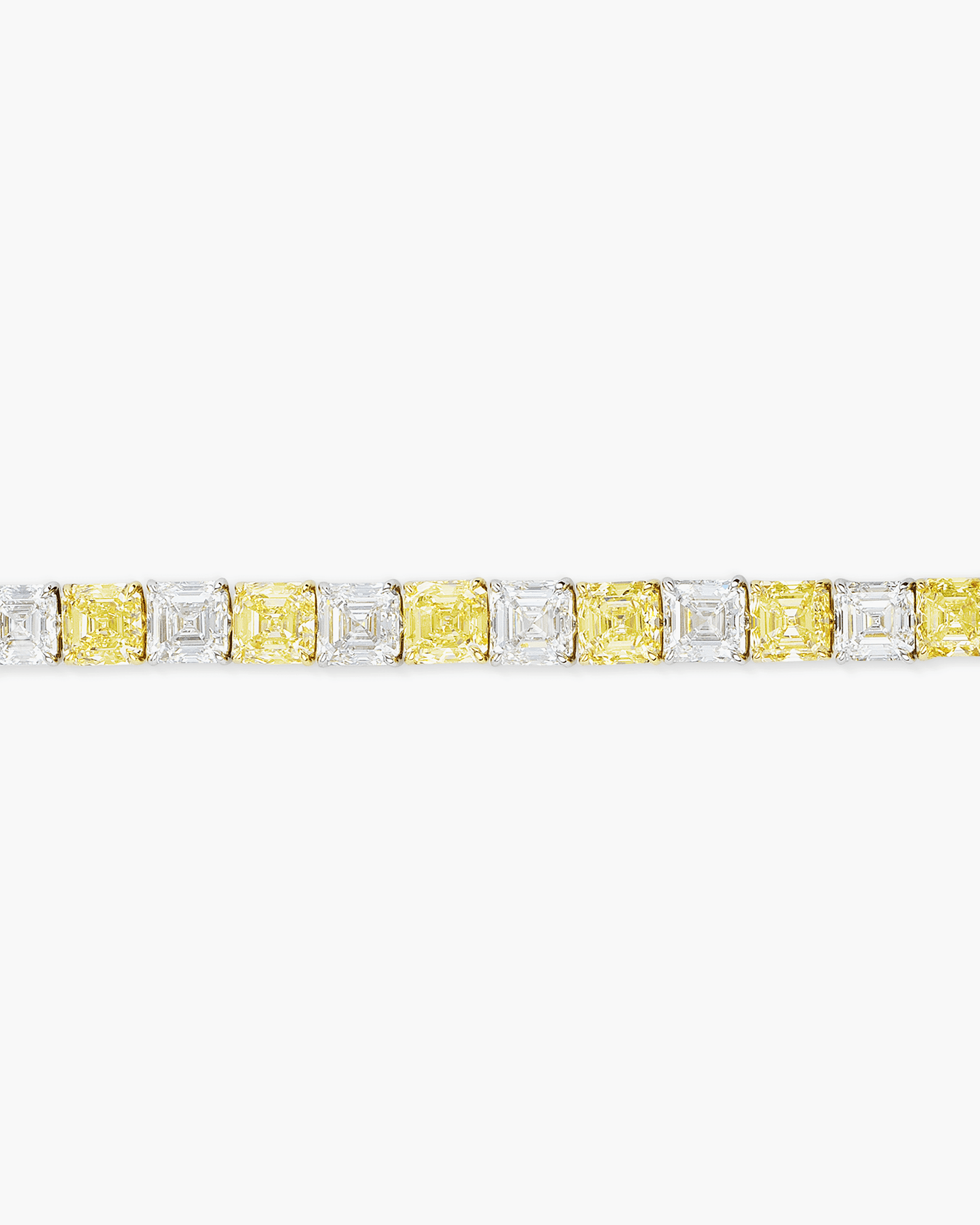 Asscher Cut Yellow and White Diamond Bracelet