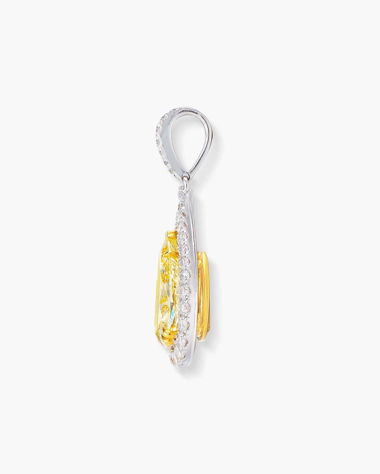 1.51 carat Pear Shape Yellow and White Diamond Pendant Necklace