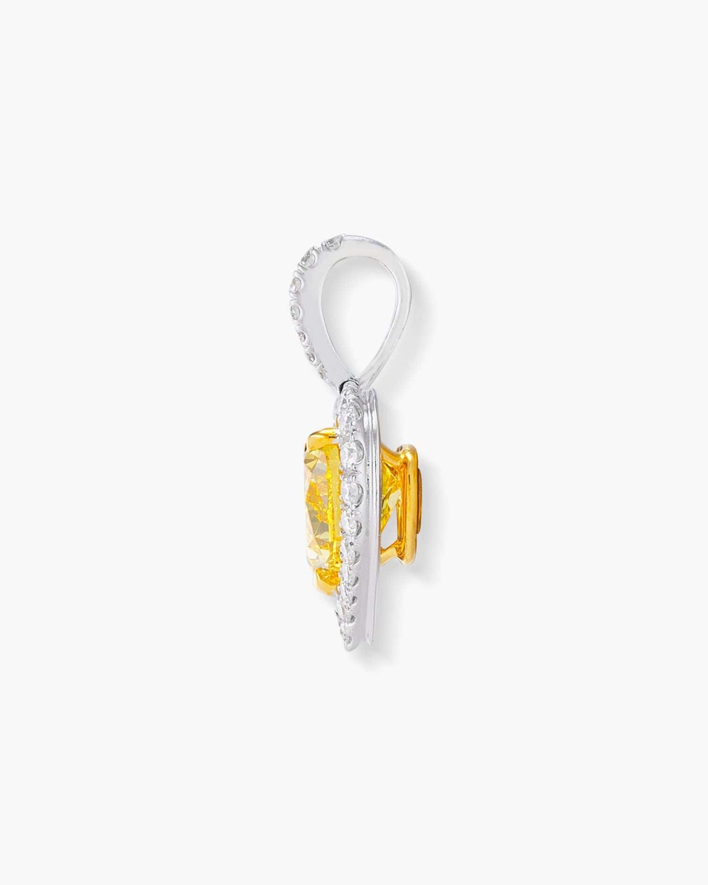 1.50 carat Heart Shape Yellow and White Diamond Pendant Necklace