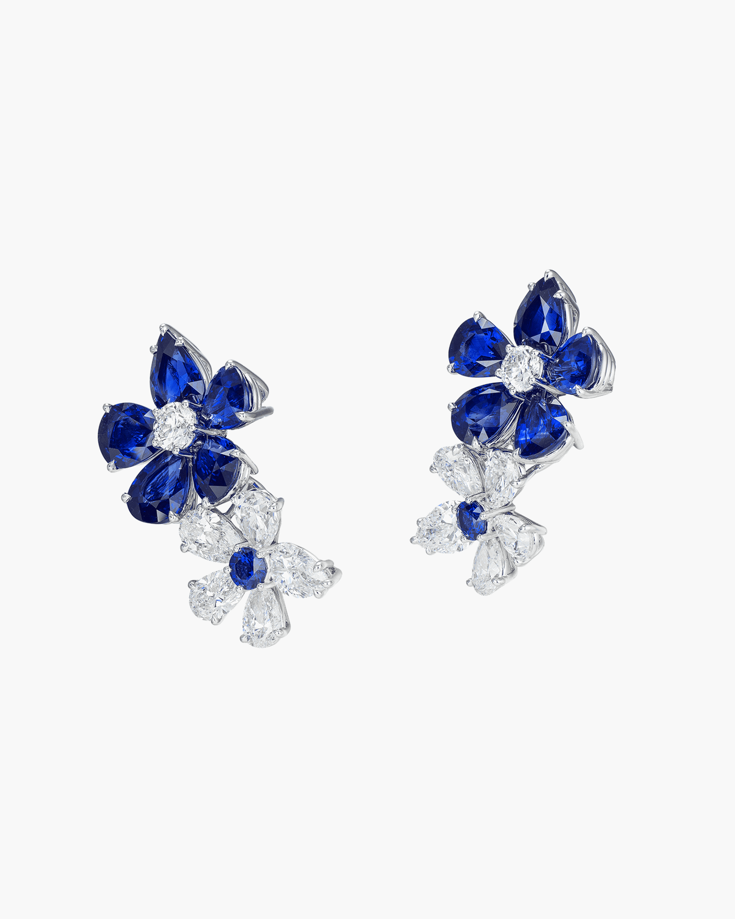 Sapphire and Diamond Floral Earrings