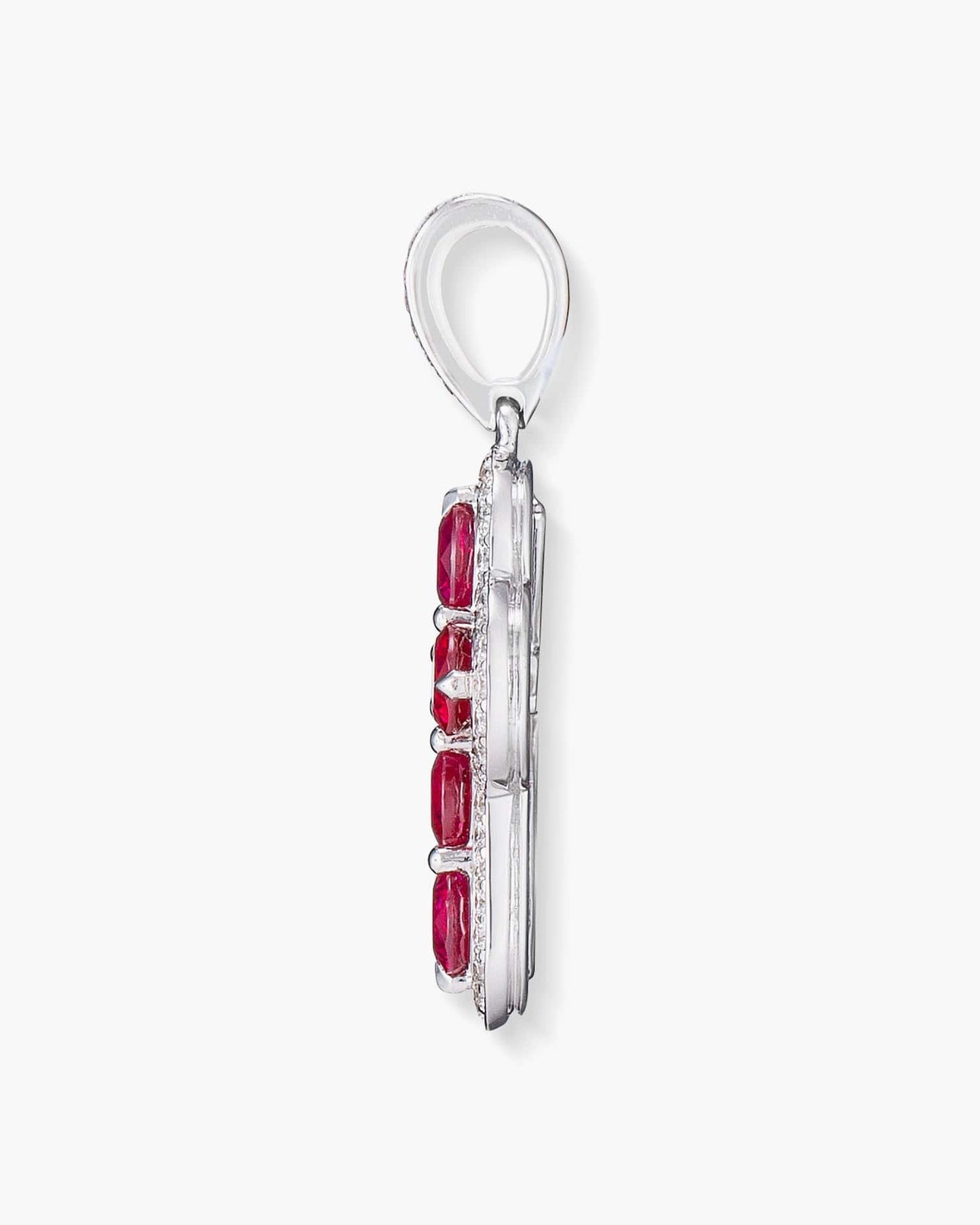 Ruby and Diamond Cross Pendant Necklace, 1.60 carats