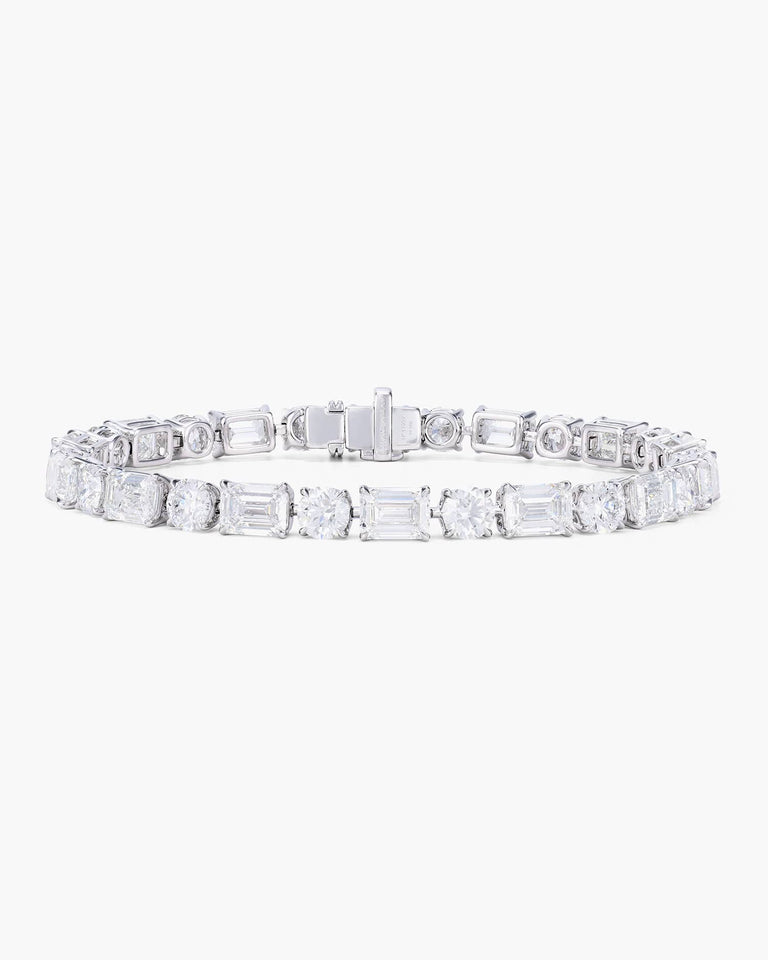 Emerald Cut & Round Brilliant Cut Diamond Bracelet
