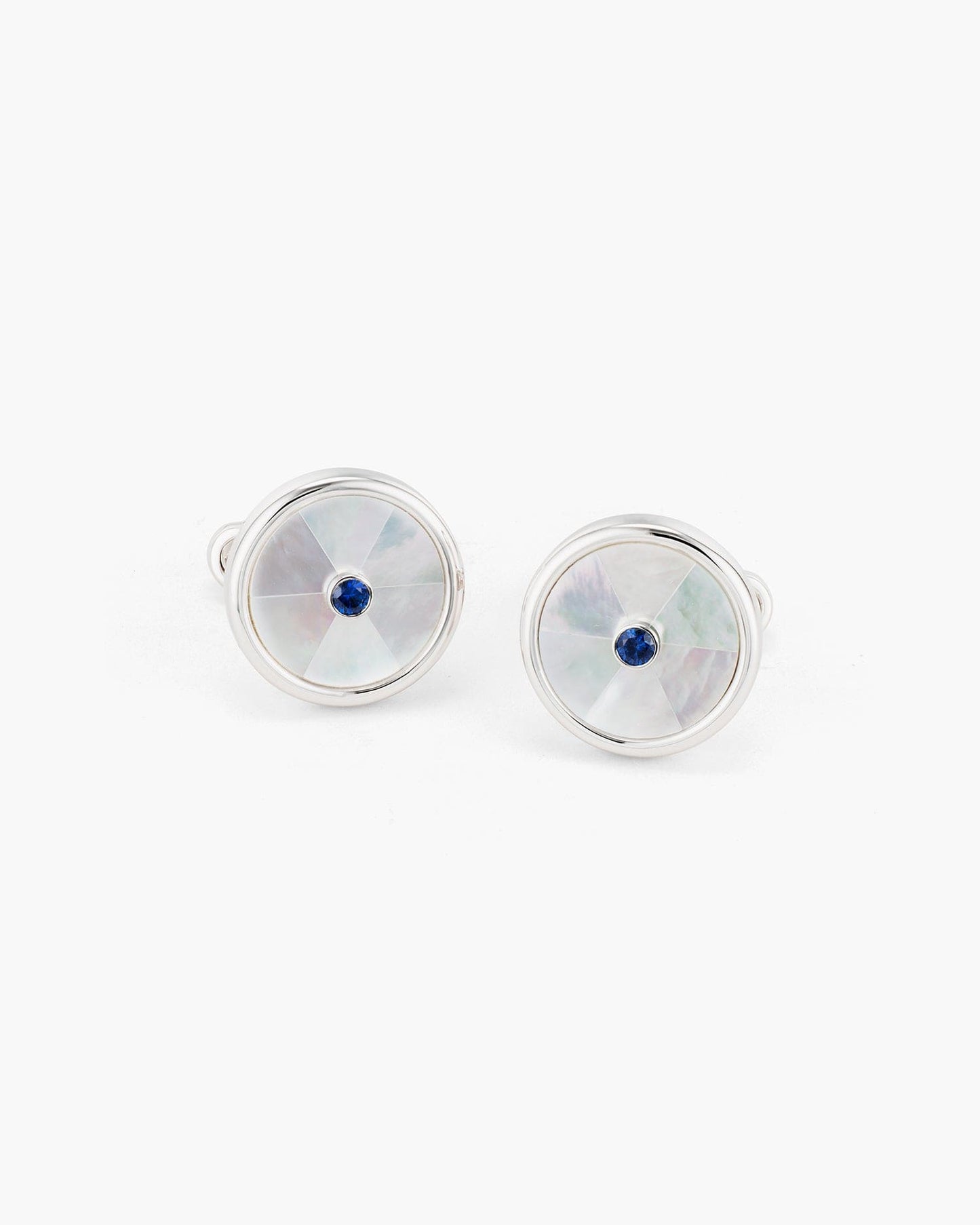 Sapphire and Mother of Pearl Pie Cufflinks