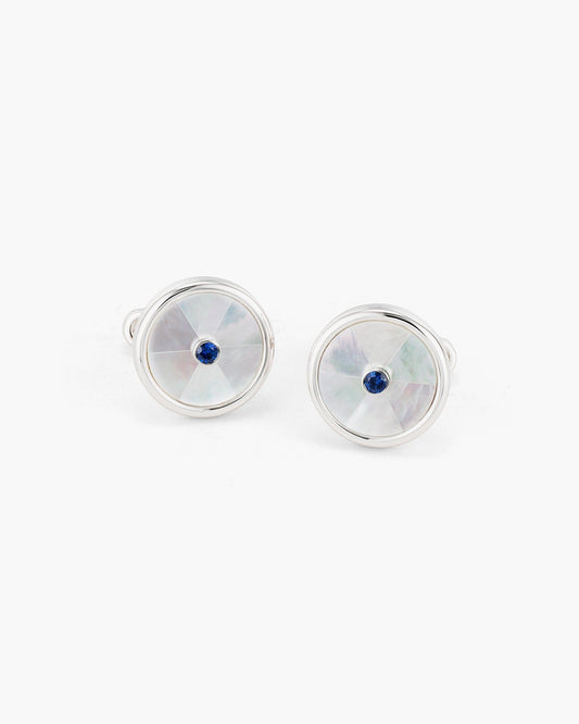 Sapphire and Mother of Pearl Pie Cufflinks