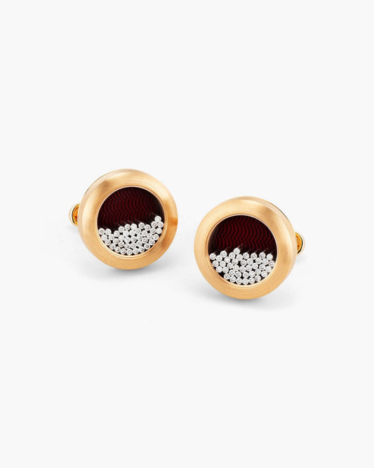 Diamond and Red Enamel Floating Cufflinks