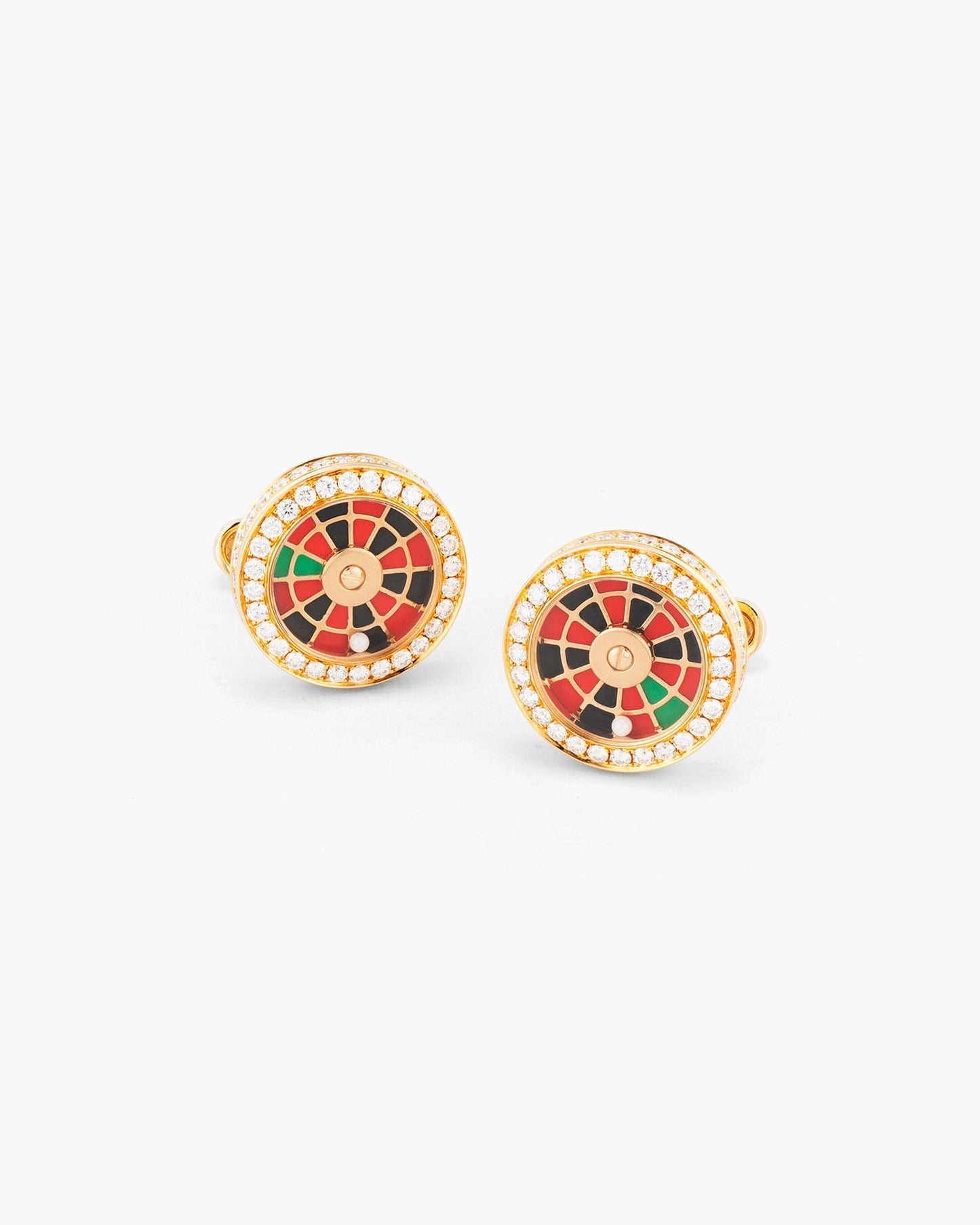 Diamond and Enamel Roulette Wheel Cufflinks