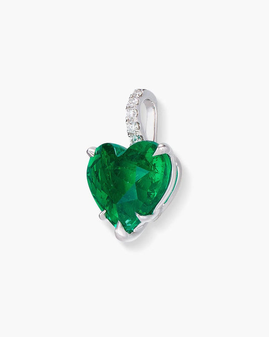 2.14 carat Heart Shape Colombian Emerald Pendant Necklace