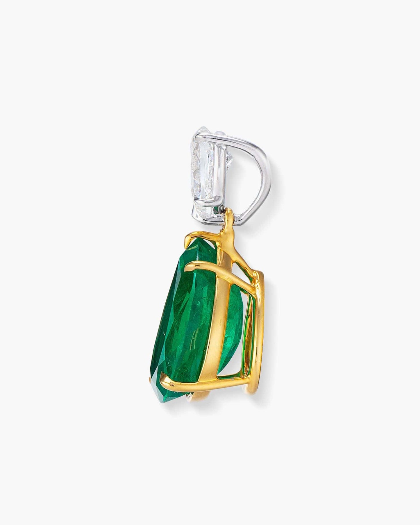 4.84 carat Pear Shape Colombian Emerald and Diamond Pendant Necklace
