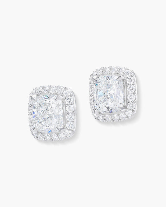 2.43 carat Cushion Cut Diamond Ear Studs