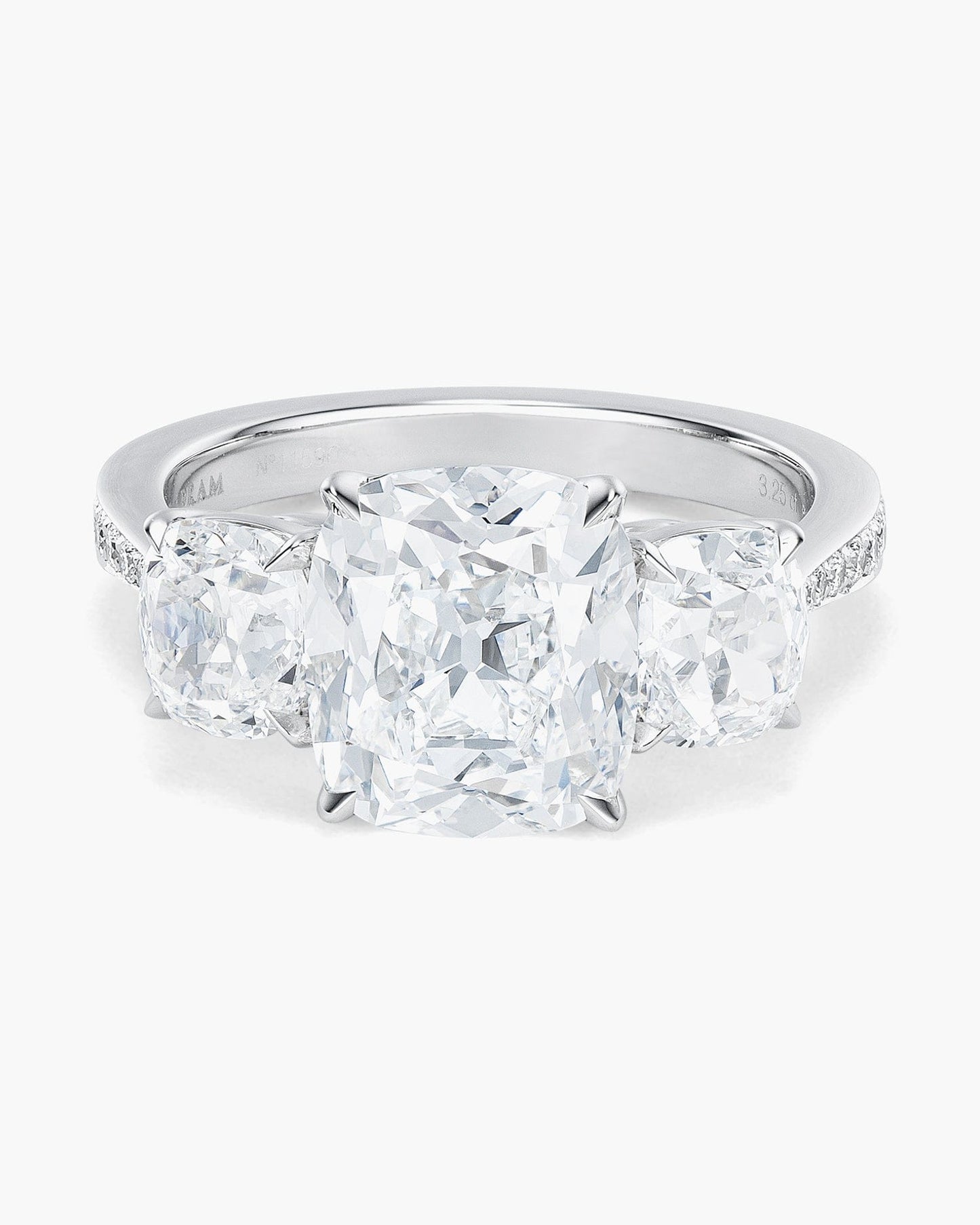 3.25 carat Antique Cushion Cut Diamond Ring