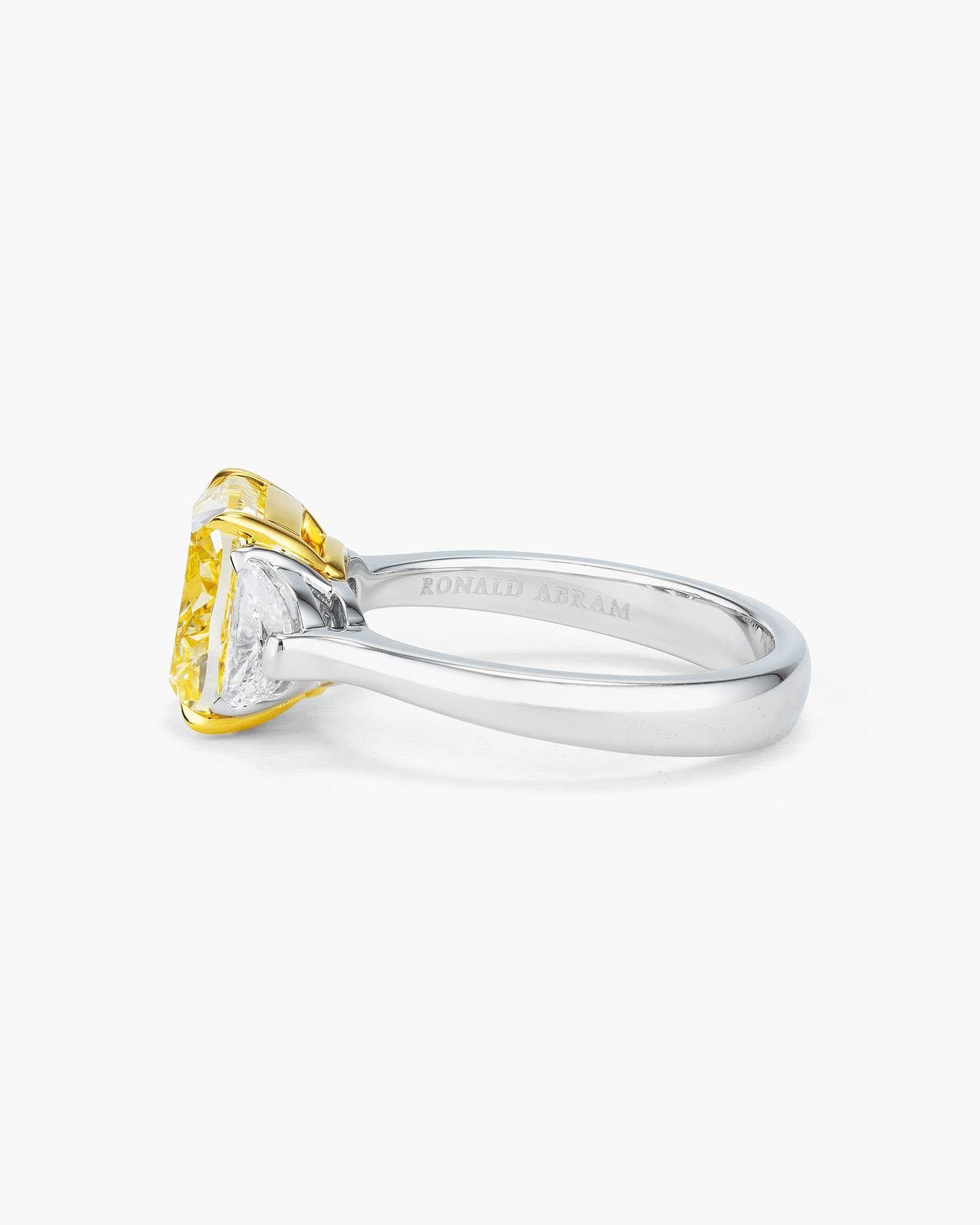 3.13 carat Cushion Cut Yellow and White Diamond Ring