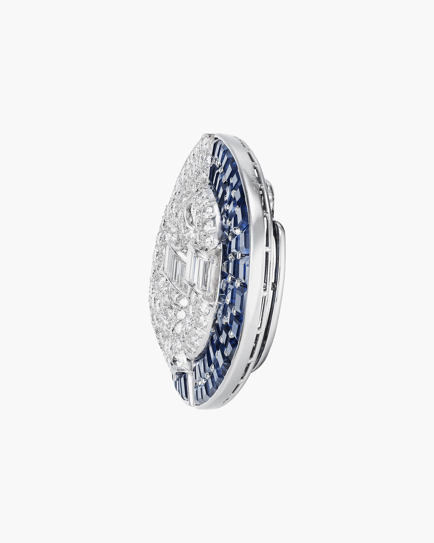 Estate Sapphire and Diamond Double Clip Brooch