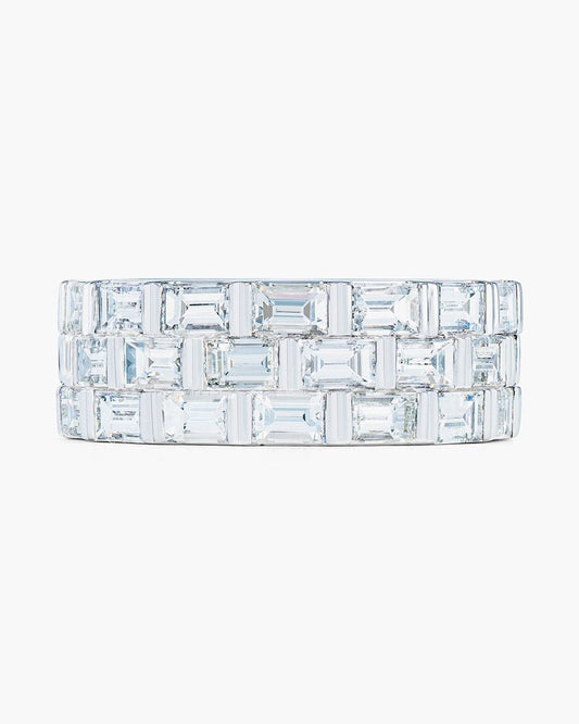 3-Row Baguette Diamond Platinum Eternity Ring