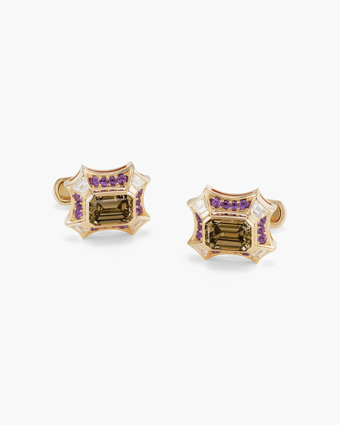 Coloured Diamond and Amethyst Cufflinks