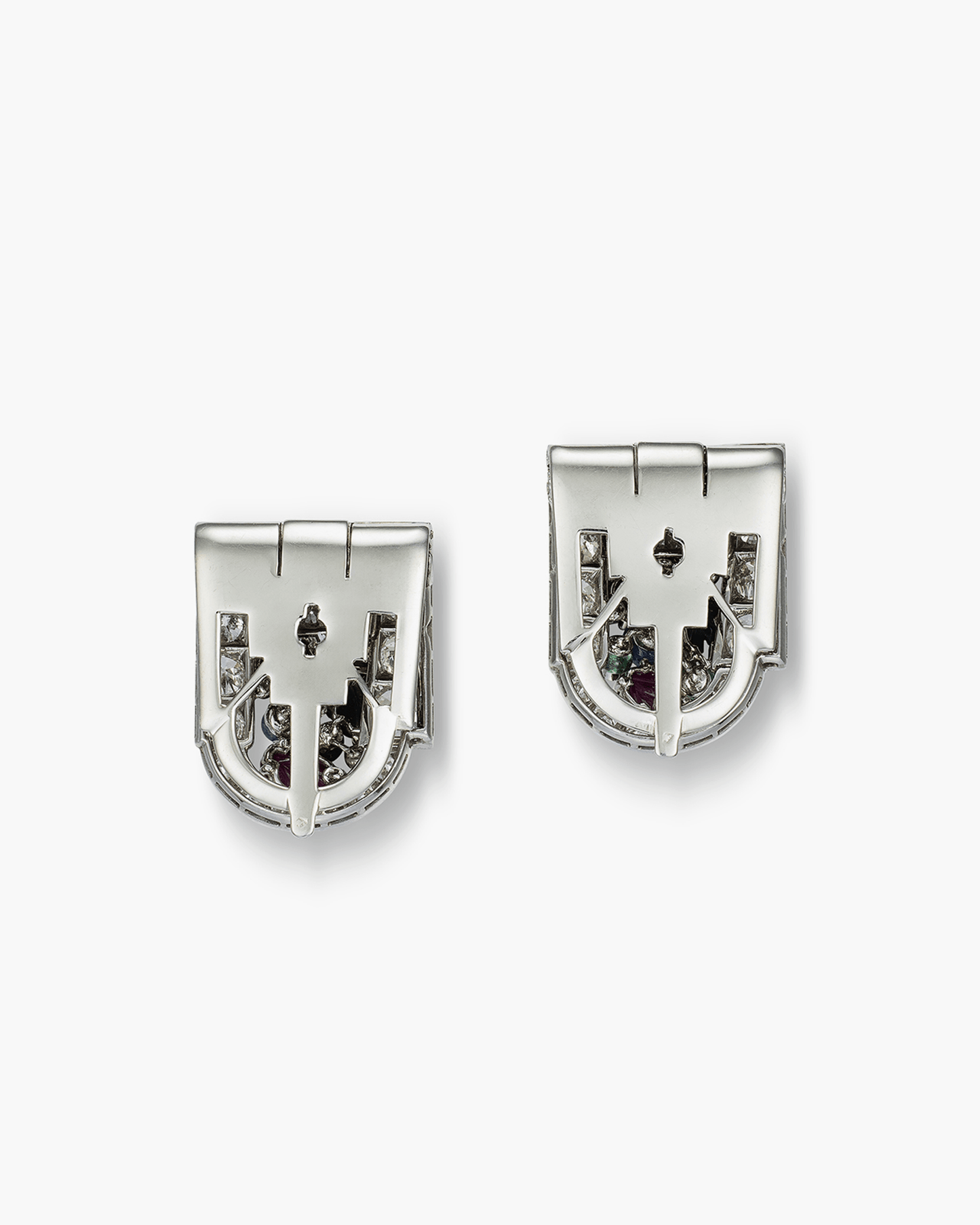 Art Deco Diamond Tutti Frutti Double Clips by Mauboussin