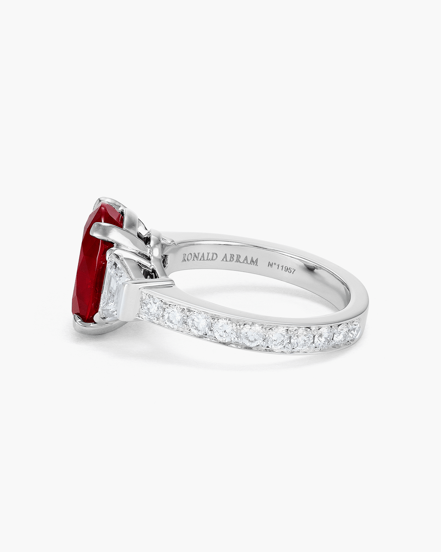 4.39 carat Oval Shape Burmese Ruby and Diamond Ring